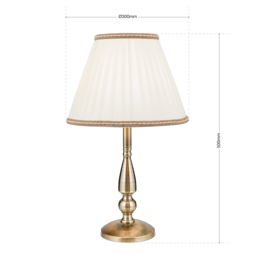 Namizna svetilka TONIA 1xE27/60W/230V pr. 30 cm bela/bron
