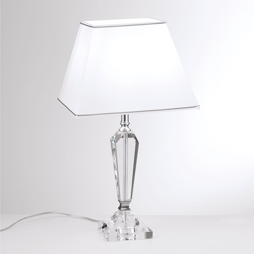 Kristalna namizna svetilka VERONIQUE 1xE27/60W/230V bela/krom