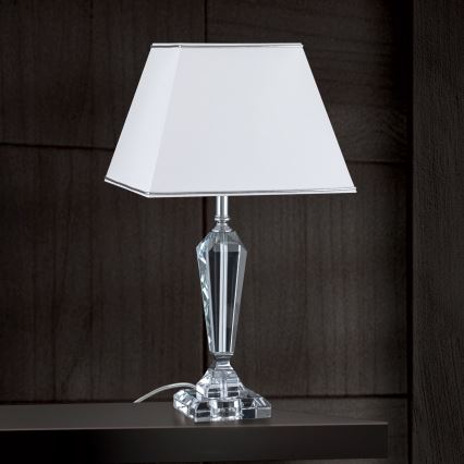 Kristalna namizna svetilka VERONIQUE 1xE27/60W/230V bela/krom
