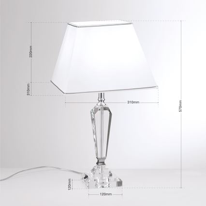 Kristalna namizna svetilka VERONIQUE 1xE27/60W/230V bela/krom
