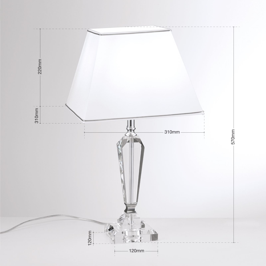Kristalna namizna svetilka VERONIQUE 1xE27/60W/230V bela/krom