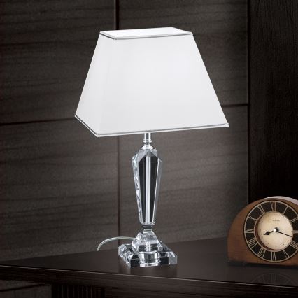 Kristalna namizna svetilka VERONIQUE 1xE27/60W/230V bela/prozorna