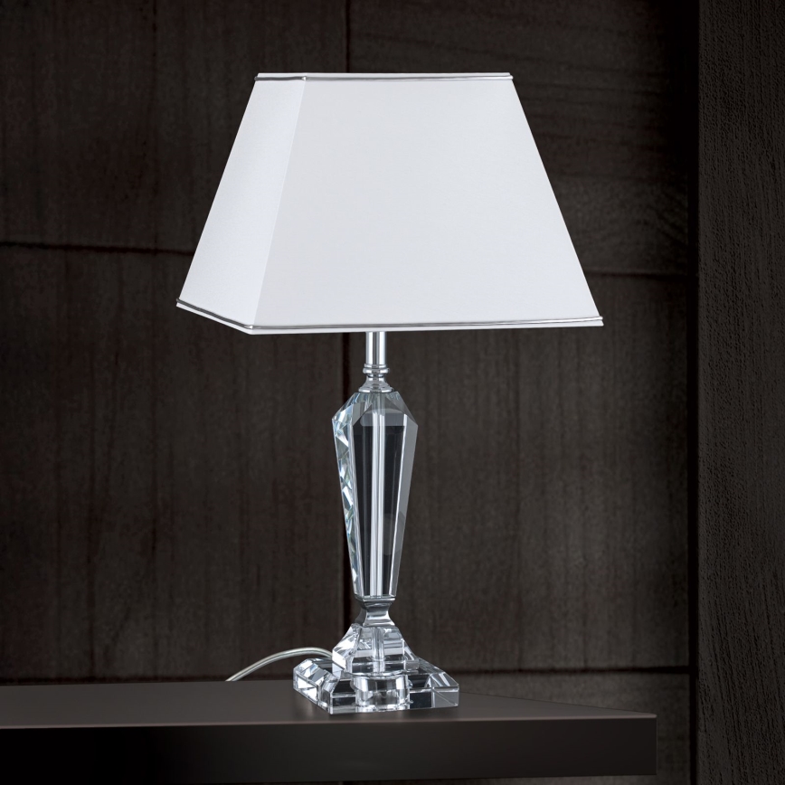 Kristalna namizna svetilka VERONIQUE 1xE27/60W/230V bela/prozorna