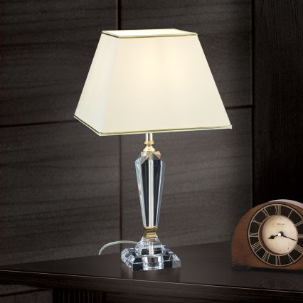 Kristalna namizna svetilka VERONIQUE 1xE27/60W/230V krem barva/prozorna