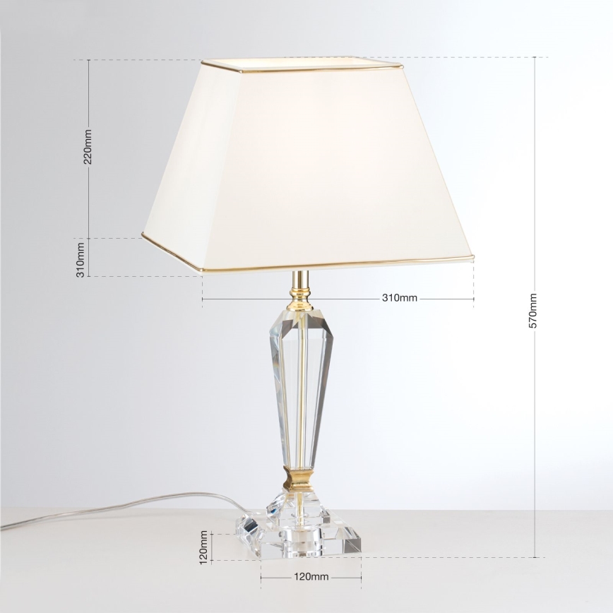 Kristalna namizna svetilka VERONIQUE 1xE27/60W/230V krem barva/prozorna