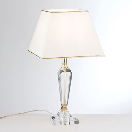 Kristalna namizna svetilka VERONIQUE 1xE27/60W/230V krem barva/zlata