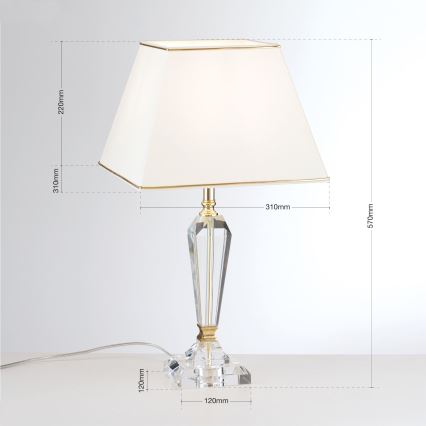 Kristalna namizna svetilka VERONIQUE 1xE27/60W/230V krem barva/zlata