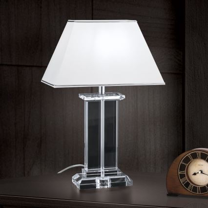 Kristalna namizna svetilka VERONIQUE 1xE27/60W/230V bela/prozorna