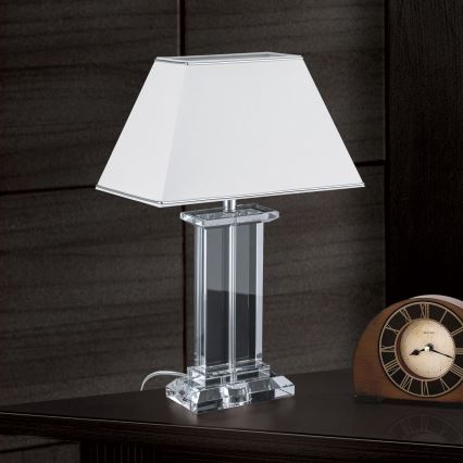 Kristalna namizna svetilka VERONIQUE 1xE27/60W/230V bela/prozorna