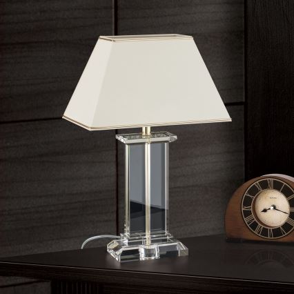 Kristalna namizna svetilka VERONIQUE 1xE27/60W/230V krem barva/prozorna