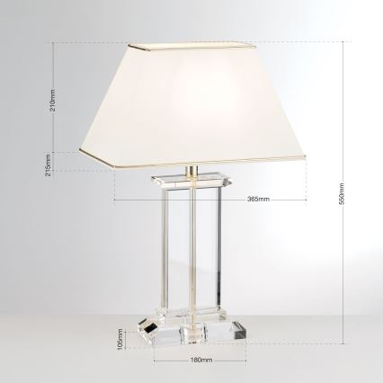 Kristalna namizna svetilka VERONIQUE 1xE27/60W/230V krem barva/prozorna