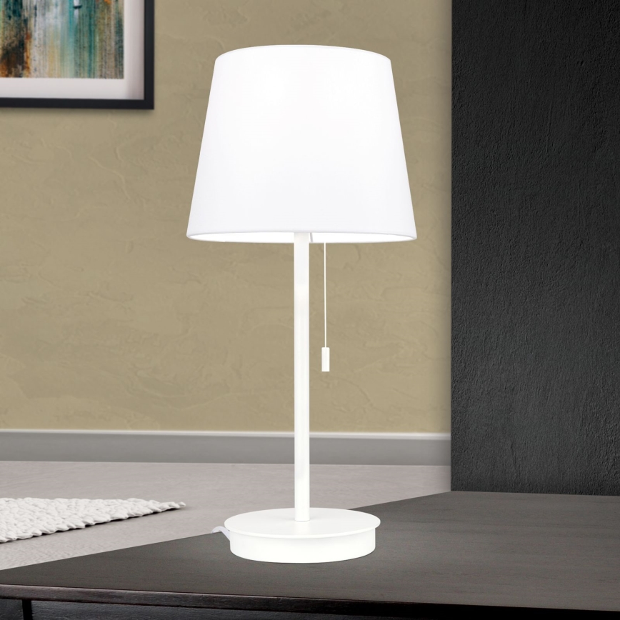 Namizna svetilka z USB priključkom LUDWIG 1xE27/40W/230V 50 cm bela