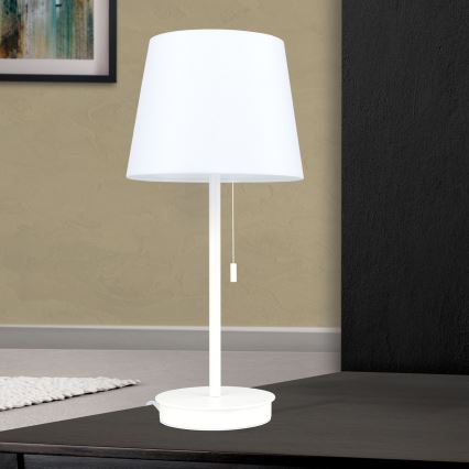 Namizna svetilka z USB priključkom LUDWIG 1xE27/40W/230V 50 cm bela