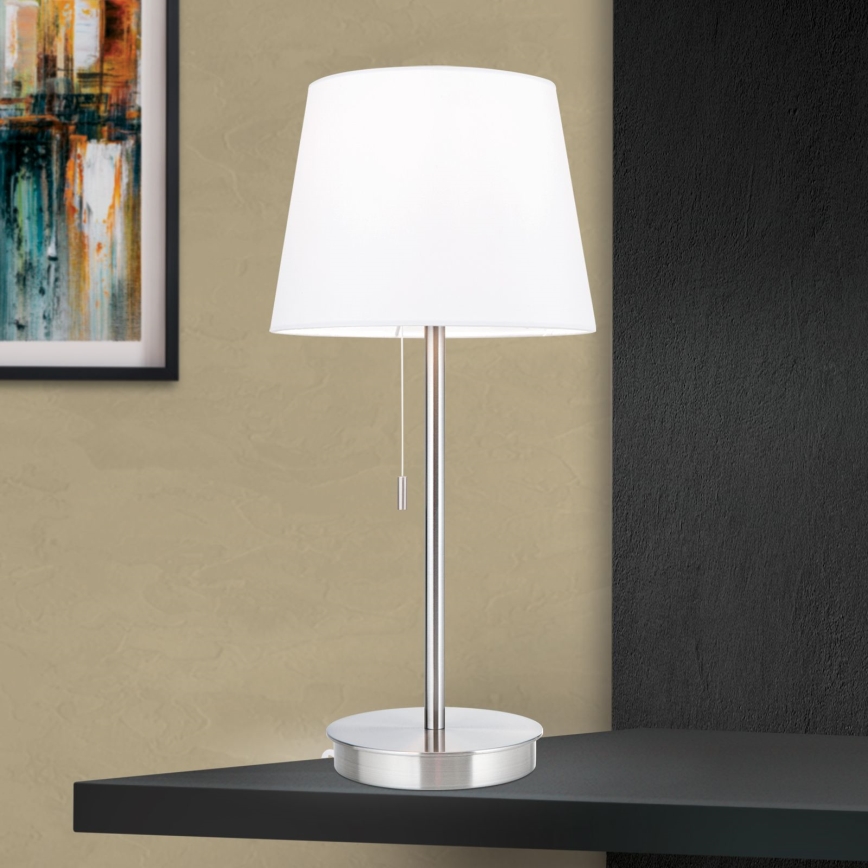 Namizna svetilka z USB priključkom LUDWIG 1xE27/40W/230V 50 cm bela/mat krom