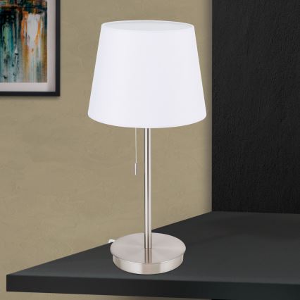 Namizna svetilka z USB priključkom LUDWIG 1xE27/40W/230V 50 cm bela/mat krom