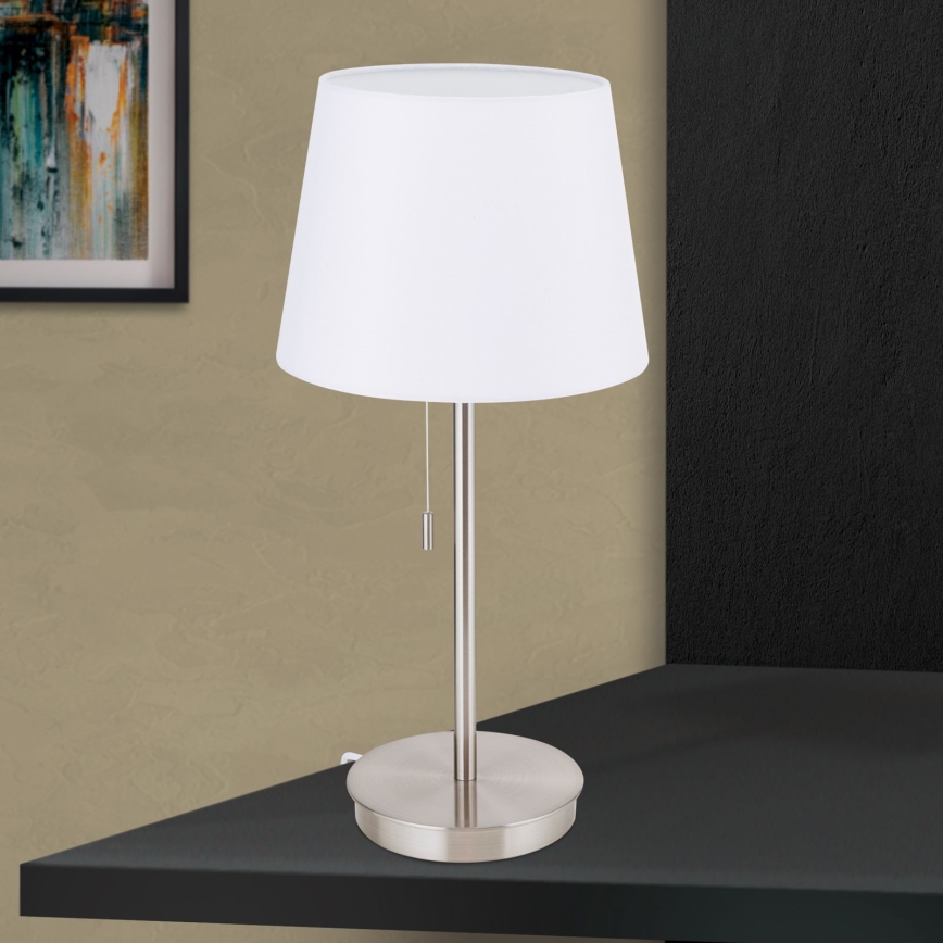 Namizna svetilka z USB priključkom LUDWIG 1xE27/40W/230V 50 cm bela/mat krom