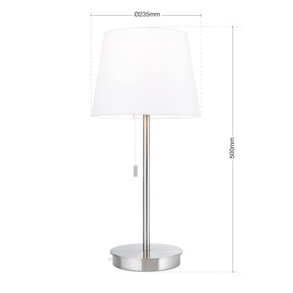 Namizna svetilka z USB priključkom LUDWIG 1xE27/40W/230V 50 cm bela/mat krom