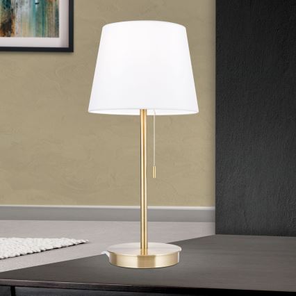 Namizna svetilka z USB priključkom LUDWIG 1xE27/40W/230V 50 cm bela/zlata