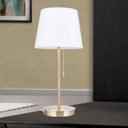 Namizna svetilka z USB priključkom LUDWIG 1xE27/40W/230V 50 cm bela/zlata