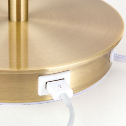 Namizna svetilka z USB priključkom LUDWIG 1xE27/40W/230V 50 cm bela/zlata