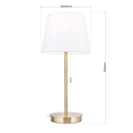 Namizna svetilka z USB priključkom LUDWIG 1xE27/40W/230V 50 cm bela/zlata