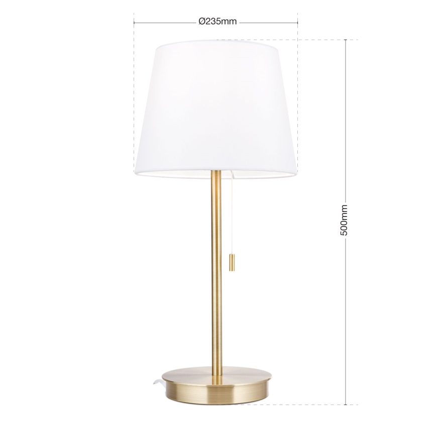 Namizna svetilka z USB priključkom LUDWIG 1xE27/40W/230V 50 cm bela/zlata
