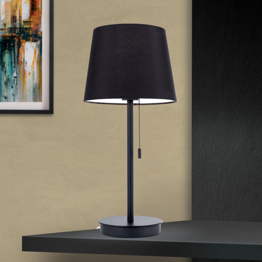 Namizna svetilka z USB priključkom LUDWIG 1xE27/40W/230V 50 cm črna