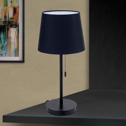 Namizna svetilka z USB priključkom LUDWIG 1xE27/40W/230V 50 cm črna