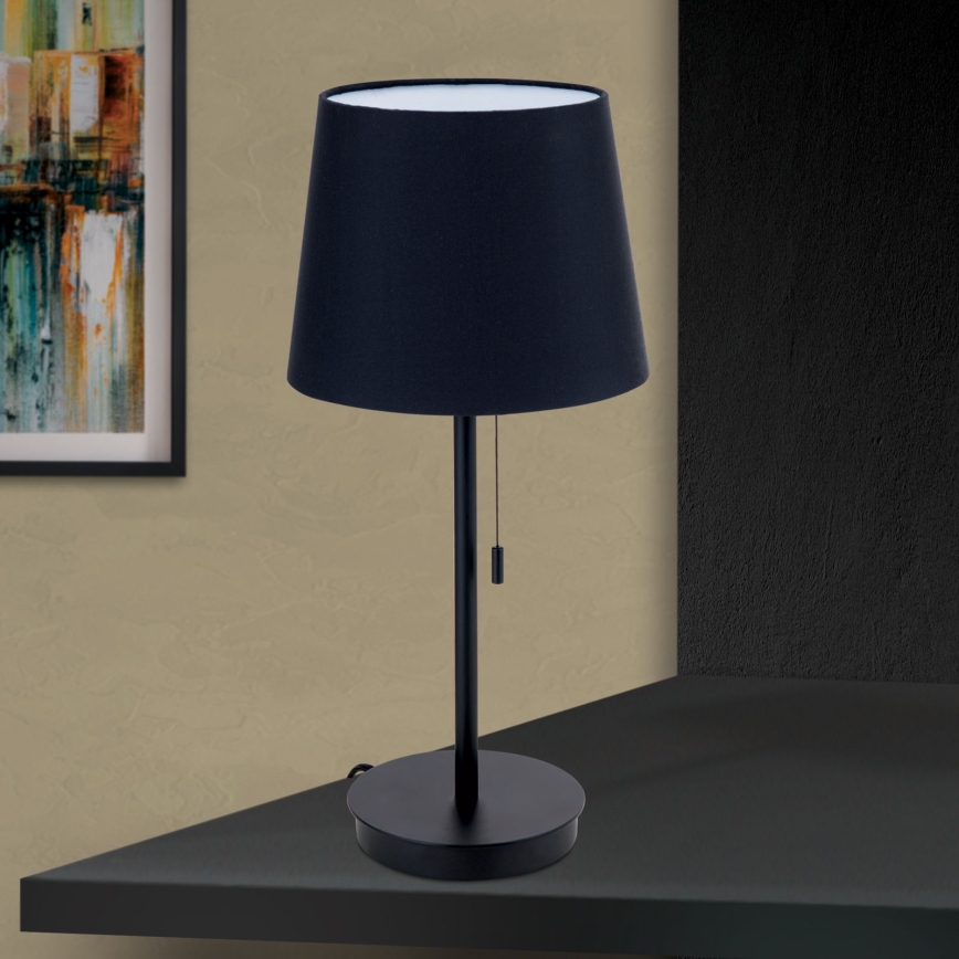 Namizna svetilka z USB priključkom LUDWIG 1xE27/40W/230V 50 cm črna