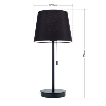 Namizna svetilka z USB priključkom LUDWIG 1xE27/40W/230V 50 cm črna