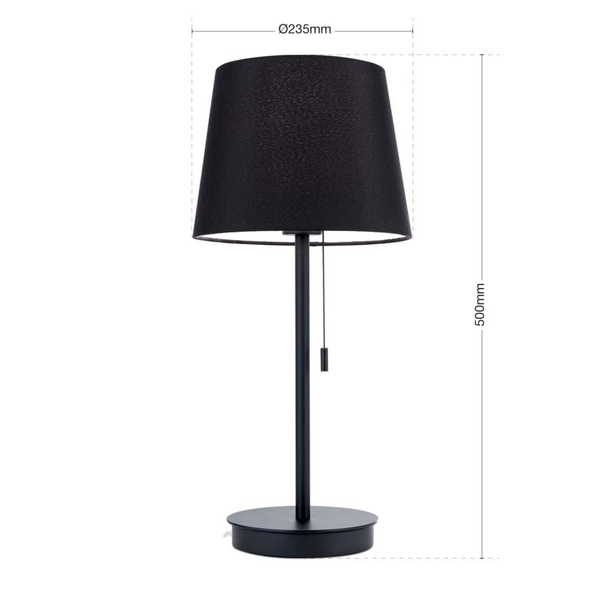 Namizna svetilka z USB priključkom LUDWIG 1xE27/40W/230V 50 cm črna