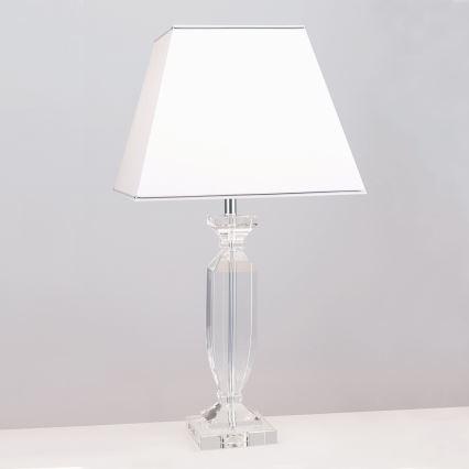 Kristalna namizna svetilka POKAL 1xE27/60W/230V bela/prozorna