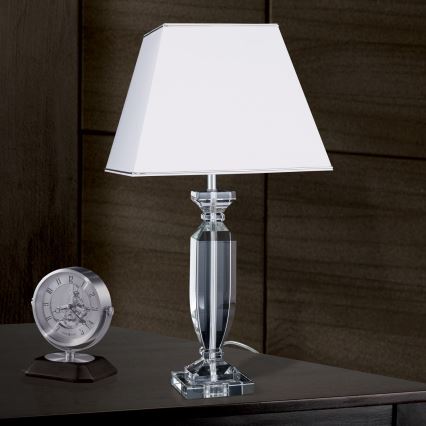 Kristalna namizna svetilka POKAL 1xE27/60W/230V bela/prozorna
