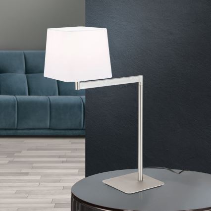 Namizna svetilka CARLTON 1xE27/40W/230V bela/mat krom