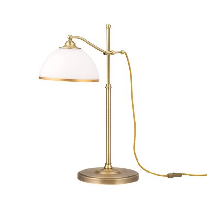 Namizna svetilka OLD LAMP 1xE27/40W/230V 65 cm bela/medenina
