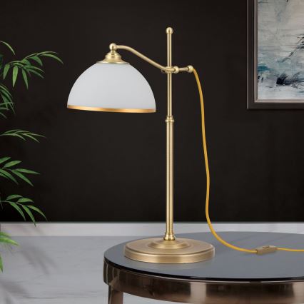 Namizna svetilka OLD LAMP 1xE27/40W/230V 65 cm bela/medenina