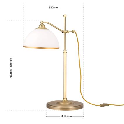 Namizna svetilka OLD LAMP 1xE27/40W/230V 65 cm bela/medenina