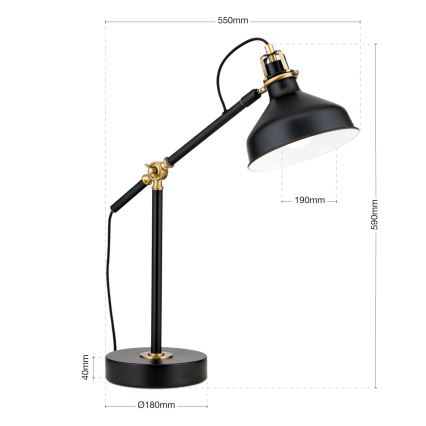 Namizna svetilka SCHILLER 1xE27/40W/230V črna/bron
