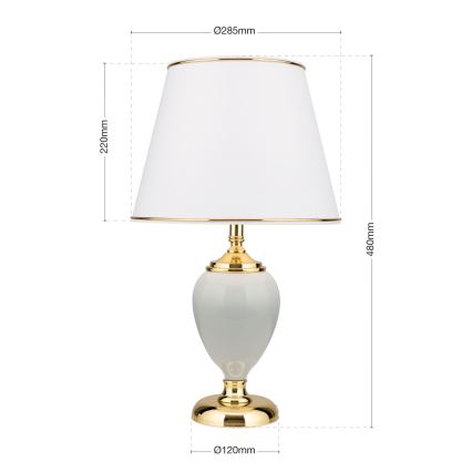 Namizna svetilka OVUM 1xE27/40W/230V 48 cm keramika bela/zlata