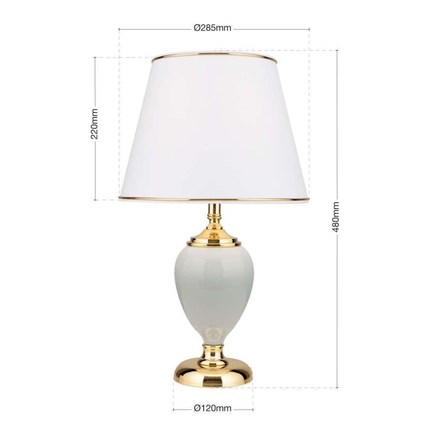 Namizna svetilka OVUM 1xE27/40W/230V 48 cm keramika bela/zlata