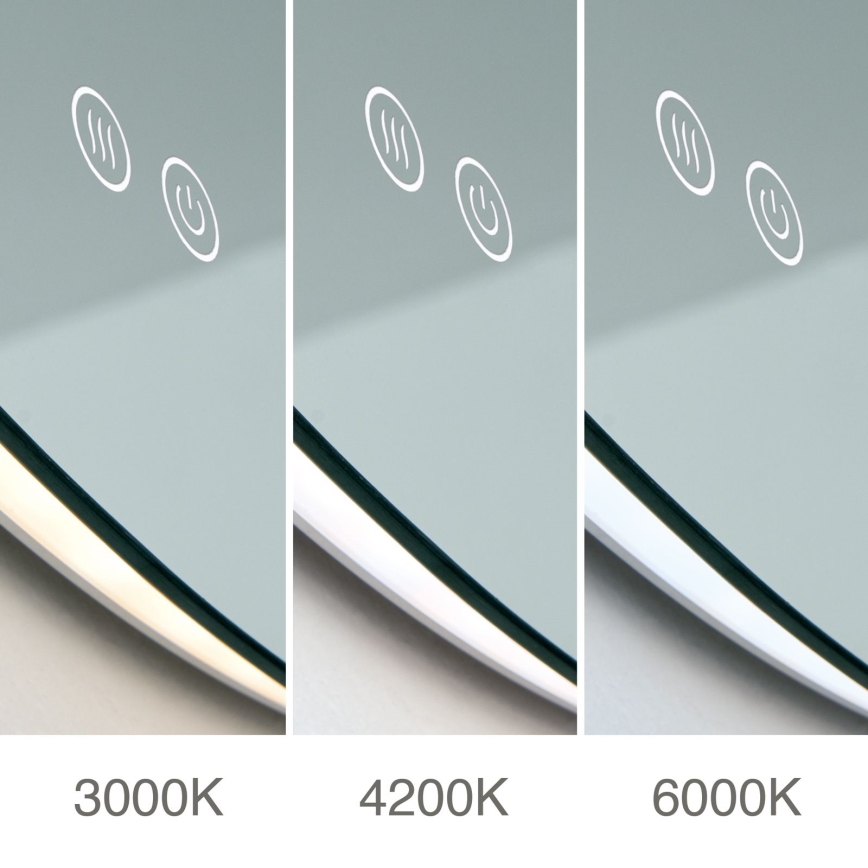 LED ogrevano kopalniško stensko ogledalo z osvetlitvijo FOCUS LED/27W/230V 3000/4200/6000K premer 80 cm IP44