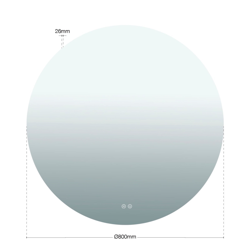 LED ogrevano kopalniško stensko ogledalo z osvetlitvijo FOCUS LED/27W/230V 3000/4200/6000K premer 80 cm IP44
