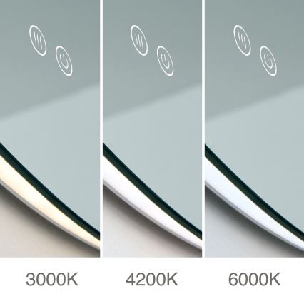 LED kopalniško ogrevano stensko ogledalo z osvetlitvijo FOCUS LED/30W/230V 3000/4200/6000K premer 100 cm IP44