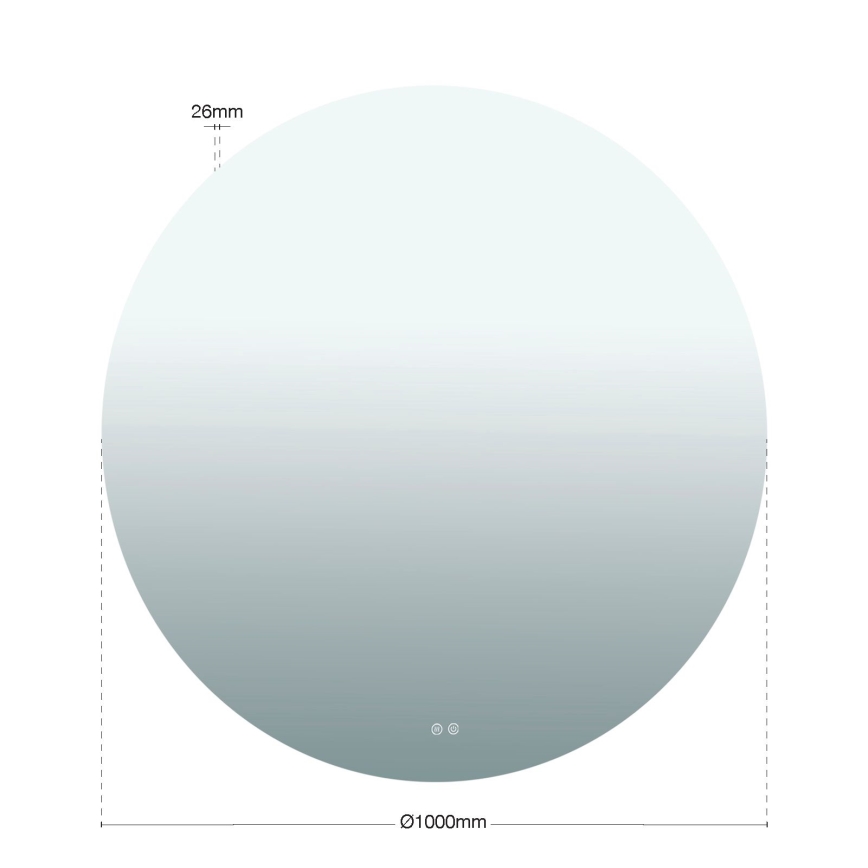 LED kopalniško ogrevano stensko ogledalo z osvetlitvijo FOCUS LED/30W/230V 3000/4200/6000K premer 100 cm IP44