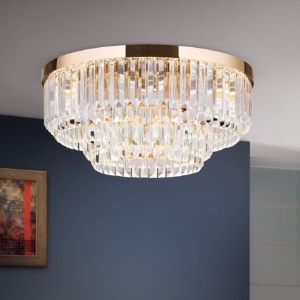 LED Zatemnitvena kristalna stropna svetilka PRISM LED/80W/230V pr. 55 cm 24K zlata