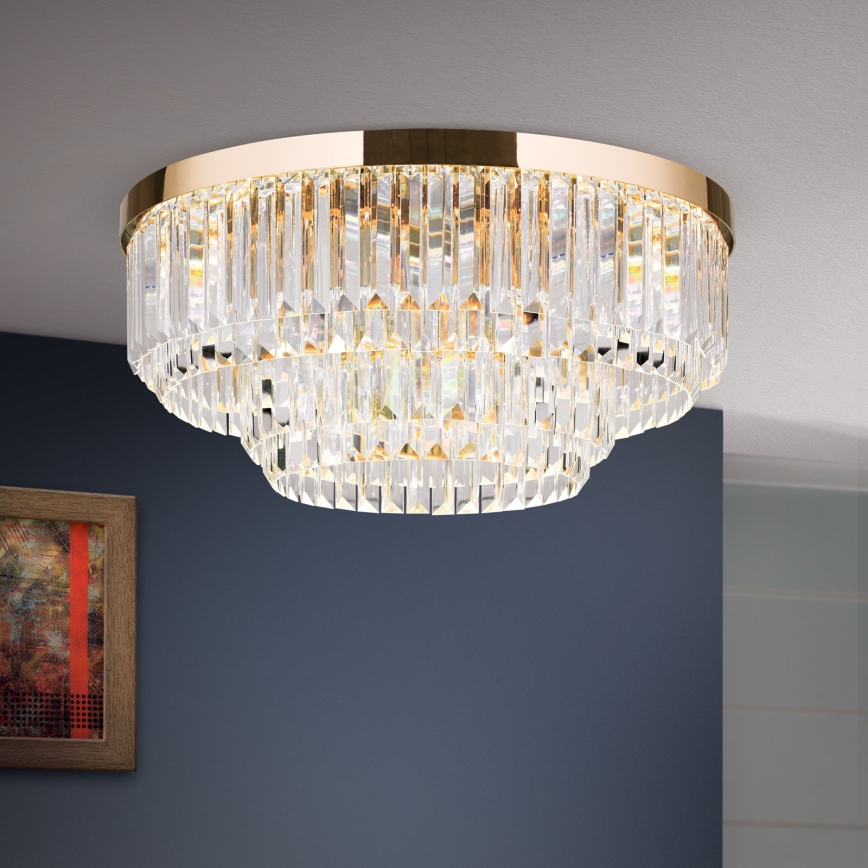 LED Zatemnitvena kristalna stropna svetilka PRISM LED/80W/230V pr. 55 cm 24K zlata