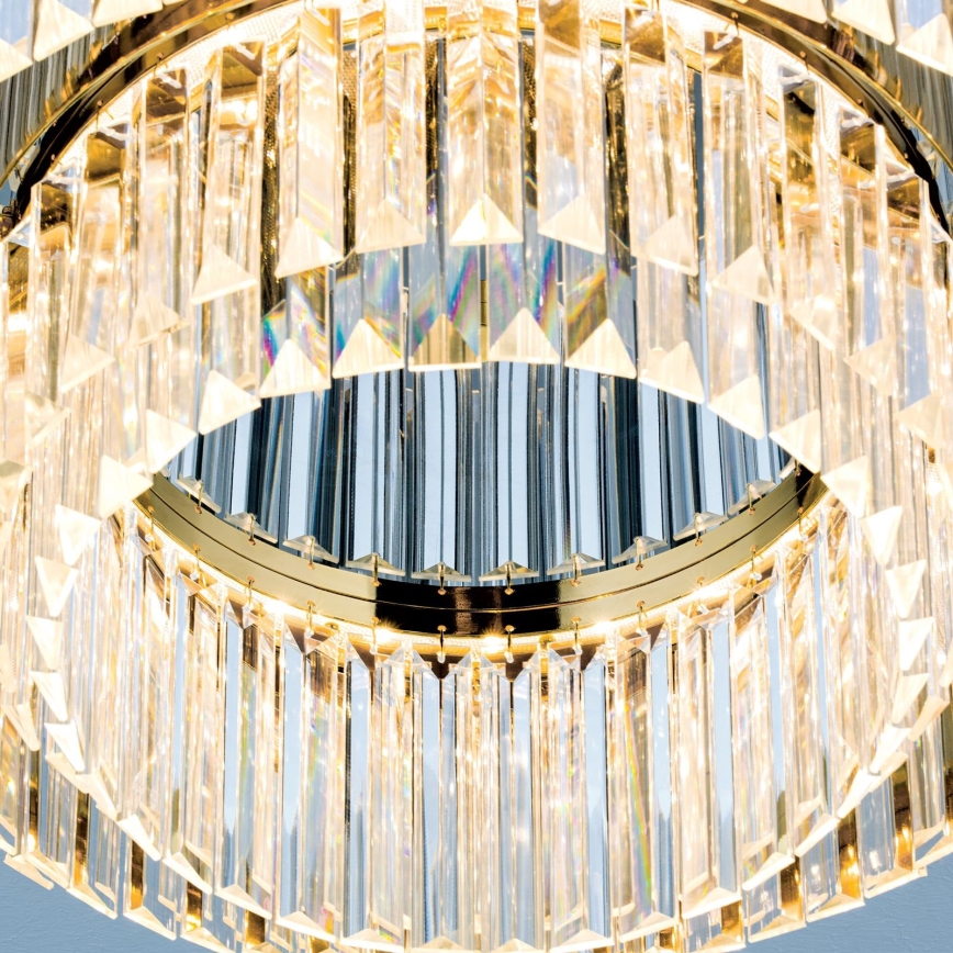 LED Zatemnitvena kristalna stropna svetilka PRISM LED/80W/230V pr. 55 cm 24K zlata