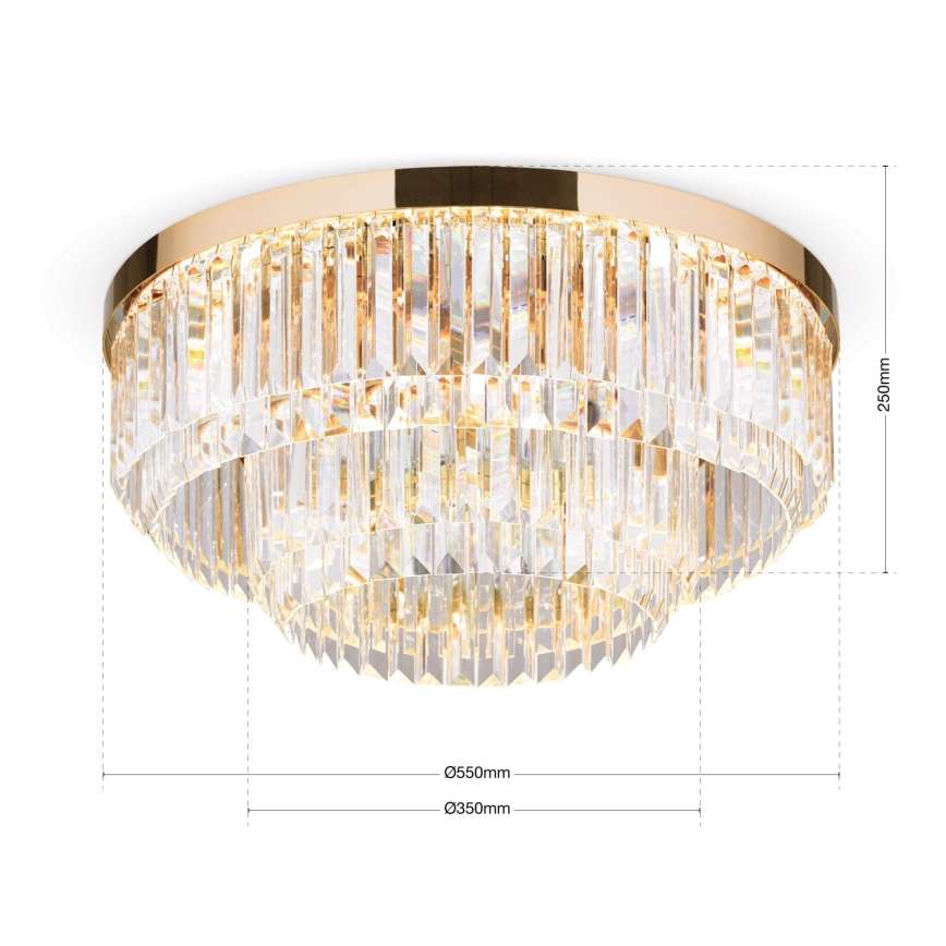 LED Zatemnitvena kristalna stropna svetilka PRISM LED/80W/230V pr. 55 cm 24K zlata