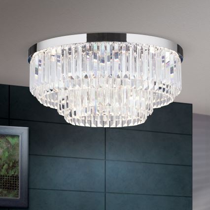 LED Zatemnitvena kristalna stropna svetilka PRISM LED/80W/230V pr. 55 cm sijajni krom