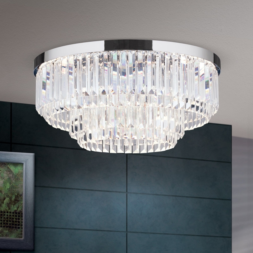 LED Zatemnitvena kristalna stropna svetilka PRISM LED/80W/230V pr. 55 cm sijajni krom
